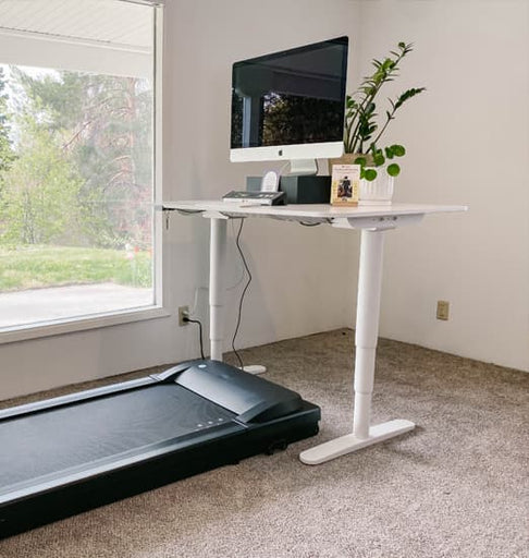 white treadmill desk